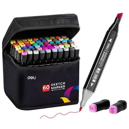 Markers and colourful writing stationery supplies